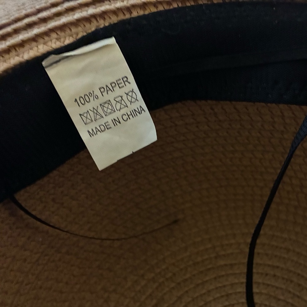Hat Attack Wide Brim Straw Sun Hat Black Ribbon Bow NWOT - Picture 6 of 7